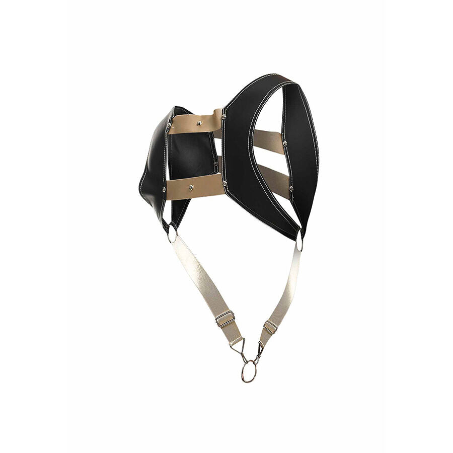 MOB - DNGEON HARNESS WITH GOLDEN PENIS RING ONE SIZE - NOCTURNA DESIRES