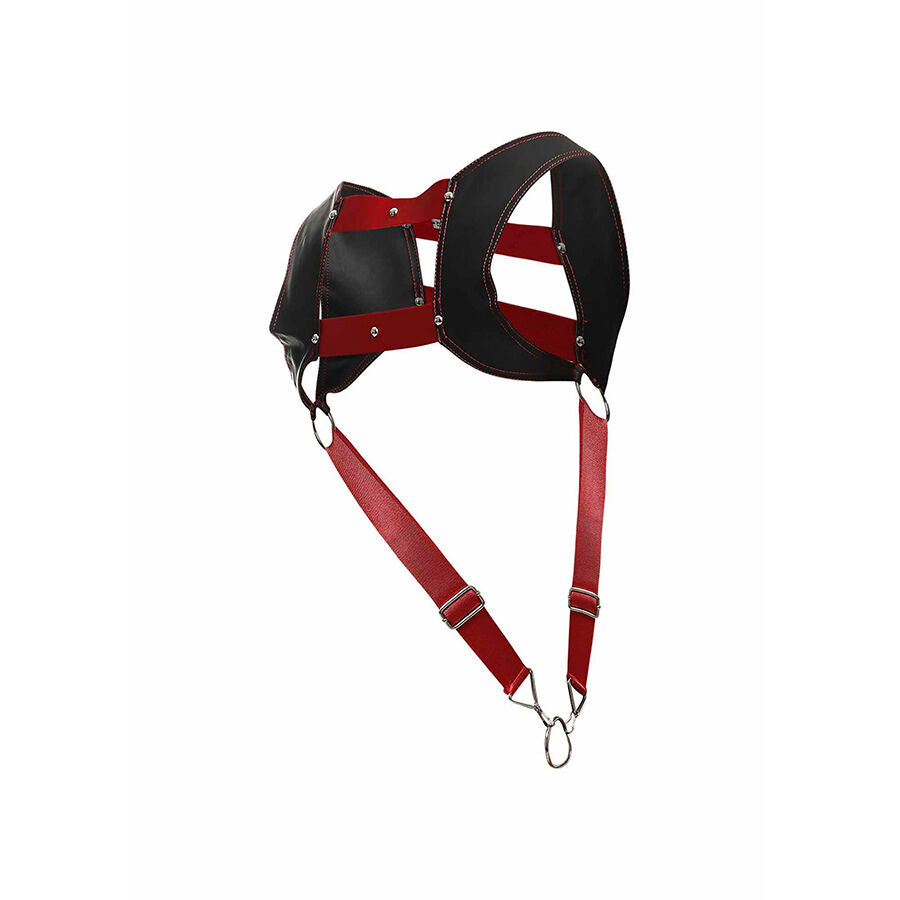 MOB - DNGEON HARNESS WITH RED PENIS RING ONE SIZE - NOCTURNA DESIRES