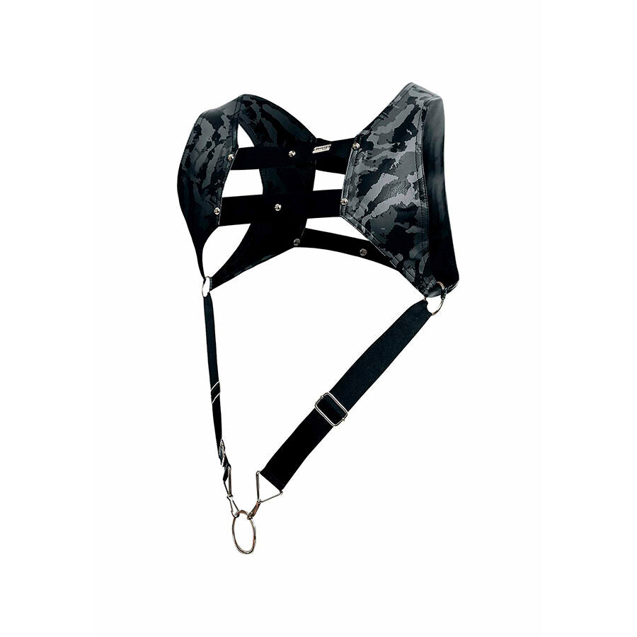 MOB - DNGEON HARNESS WITH SILVER PENIS RING ONE SIZE - NOCTURNA DESIRES