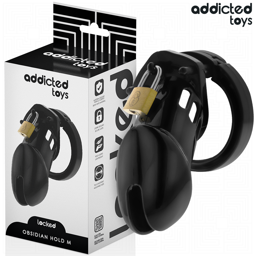 ADDICTED TOYS LOCKED - OBSIDIAN HOLD PENIS CAGE SIZE M - NOCTURNA DESIRES
