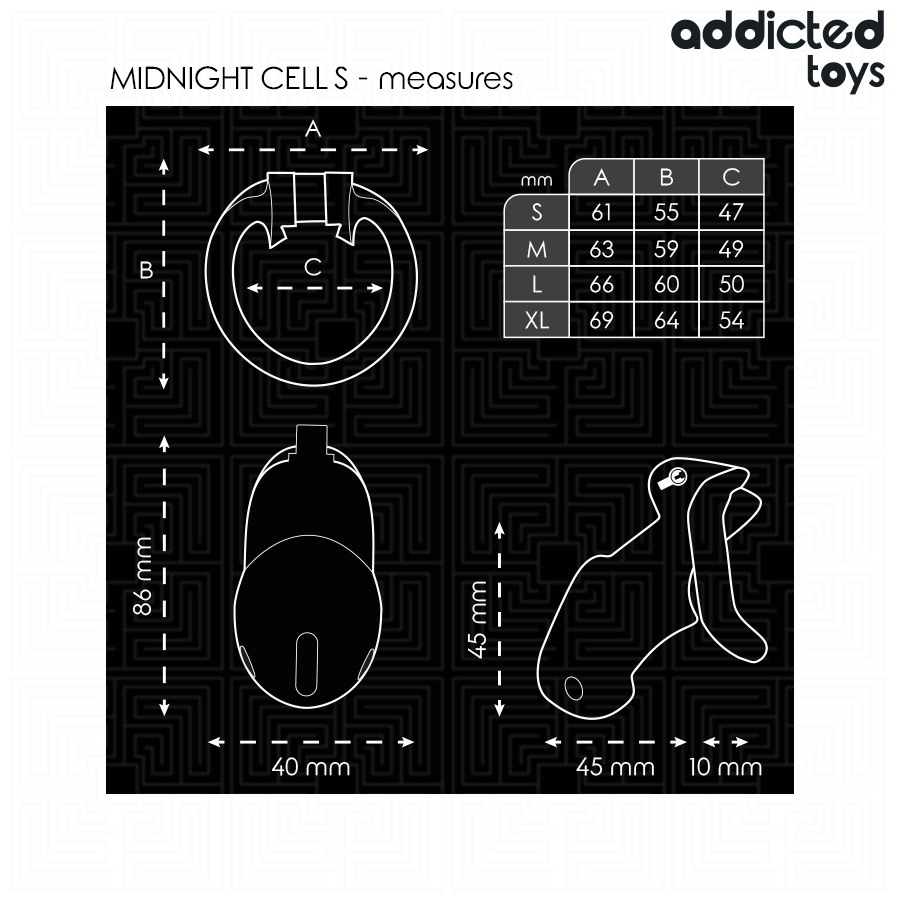 ADDICTED TOYS LOCKED - MINDNIGHT CELL PENIS CAGE SIZE S - NOCTURNA DESIRES