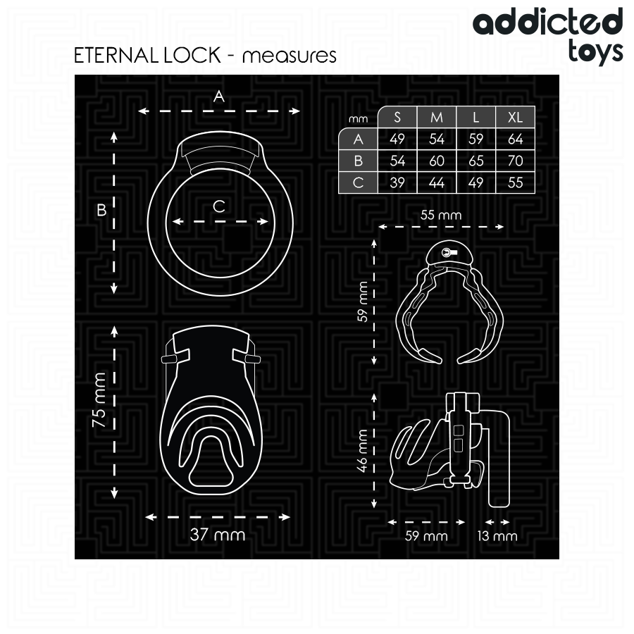 ADDICTED TOYS LOCKED - ETERNAL LOCK PENIS CAGE 9 CM - NOCTURNA DESIRES