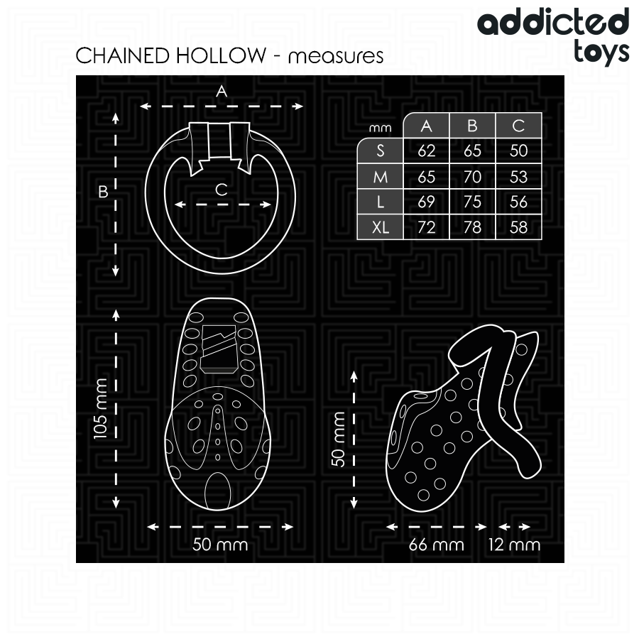 ADDICTED TOYS LOCKED - CHAINED HOLLOW PENIS CAGE 10.5 CM - NOCTURNA DESIRES