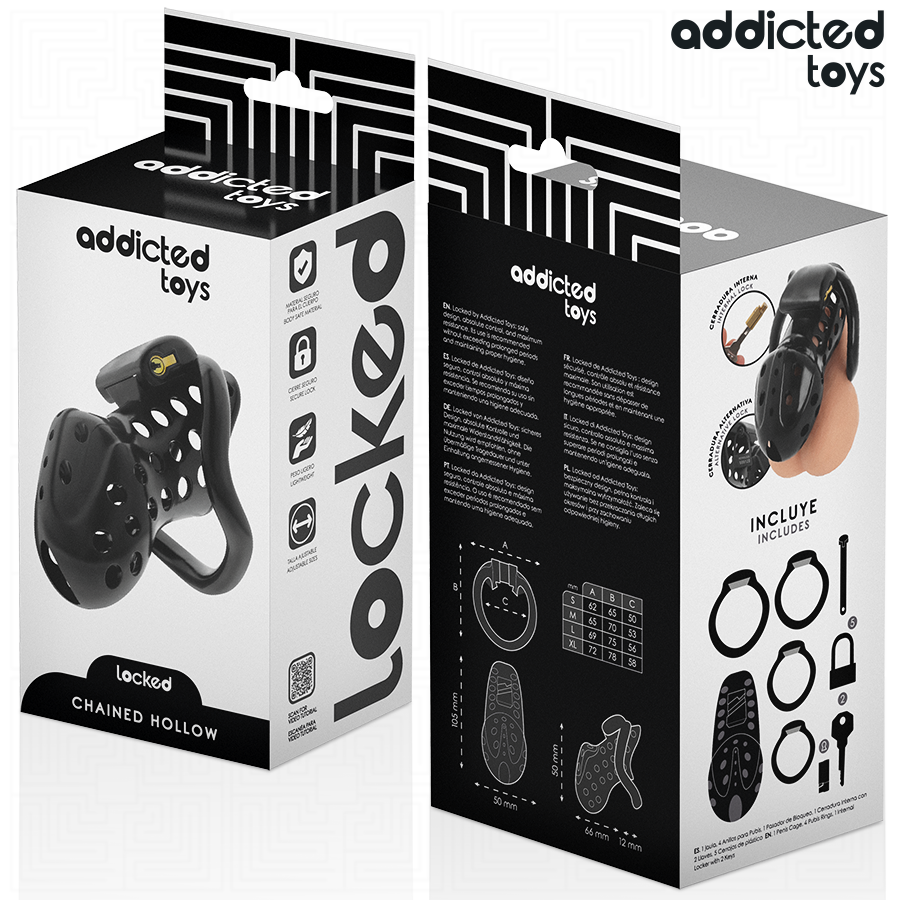 ADDICTED TOYS LOCKED - CHAINED HOLLOW PENIS CAGE 10.5 CM - NOCTURNA DESIRES