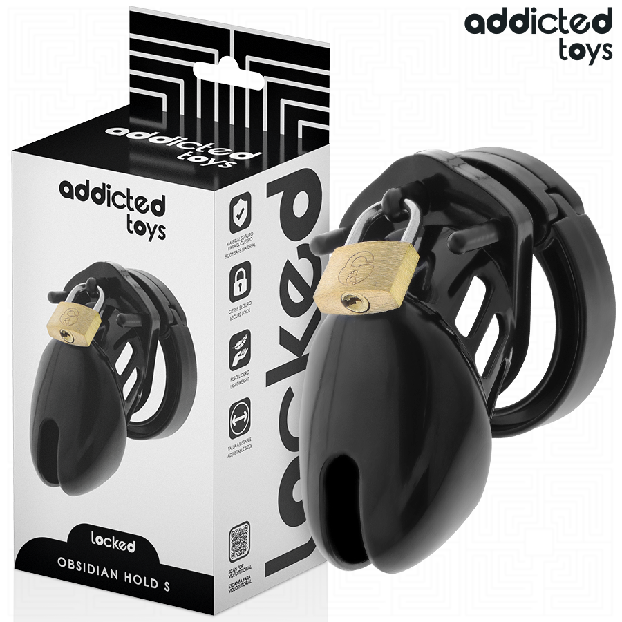ADDICTED TOYS LOCKED - OBSIDIAN HOLD PENIS CAGE SIZE S - NOCTURNA DESIRES