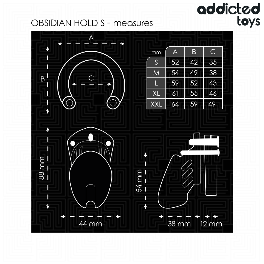 ADDICTED TOYS LOCKED - OBSIDIAN HOLD PENIS CAGE SIZE S - NOCTURNA DESIRES