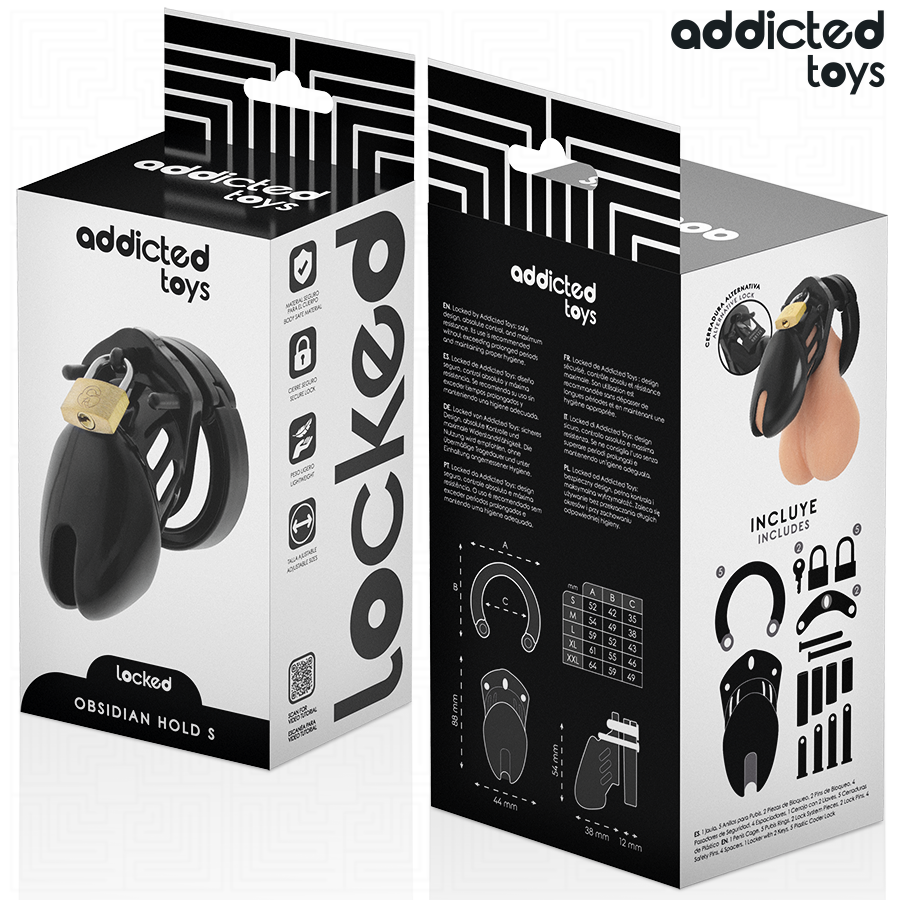 ADDICTED TOYS LOCKED - OBSIDIAN HOLD PENIS CAGE SIZE S - NOCTURNA DESIRES