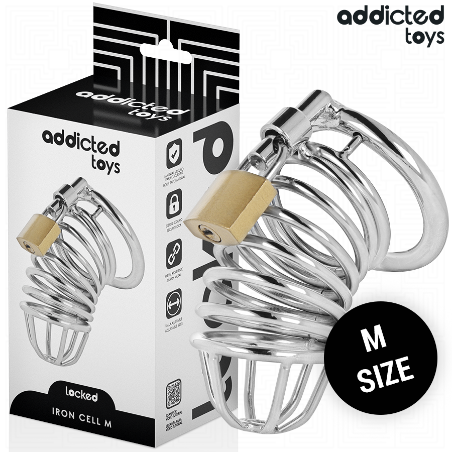 ADDICTED TOYS LOCKED - IRON CELL METAL PENIS CAGE SIZE M - NOCTURNA DESIRES