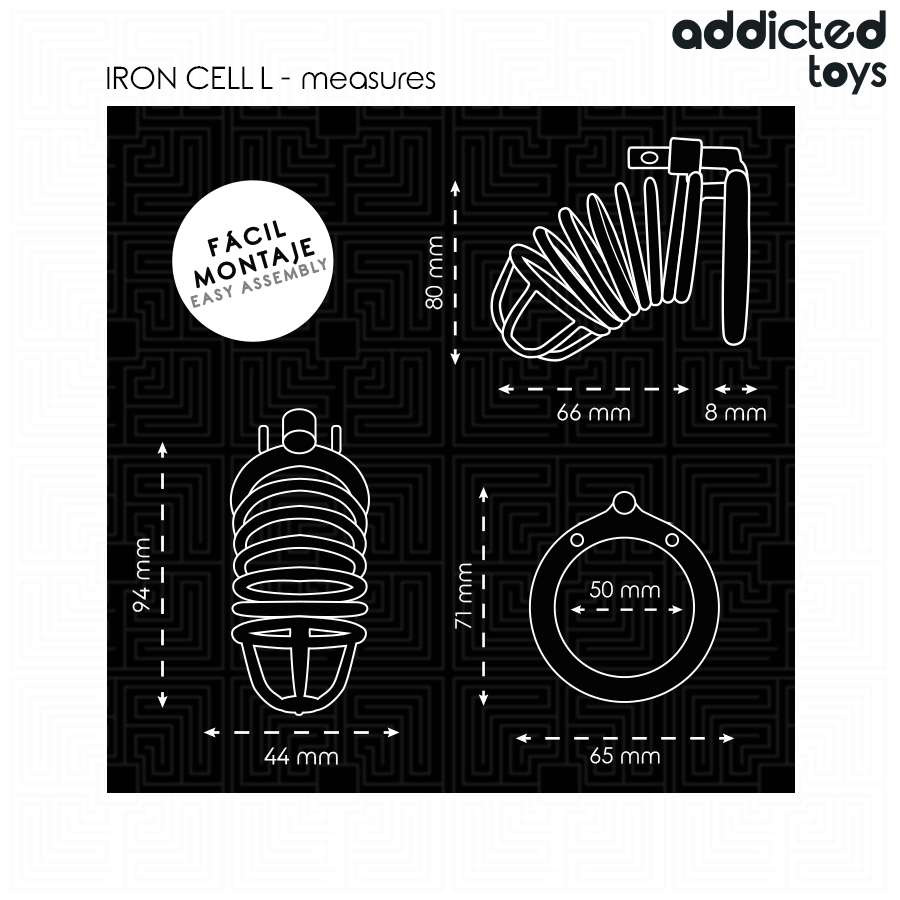 ADDICTED TOYS LOCKED - IRON CELL METAL PENIS CAGE 5 CM SIZE L - NOCTURNA DESIRES