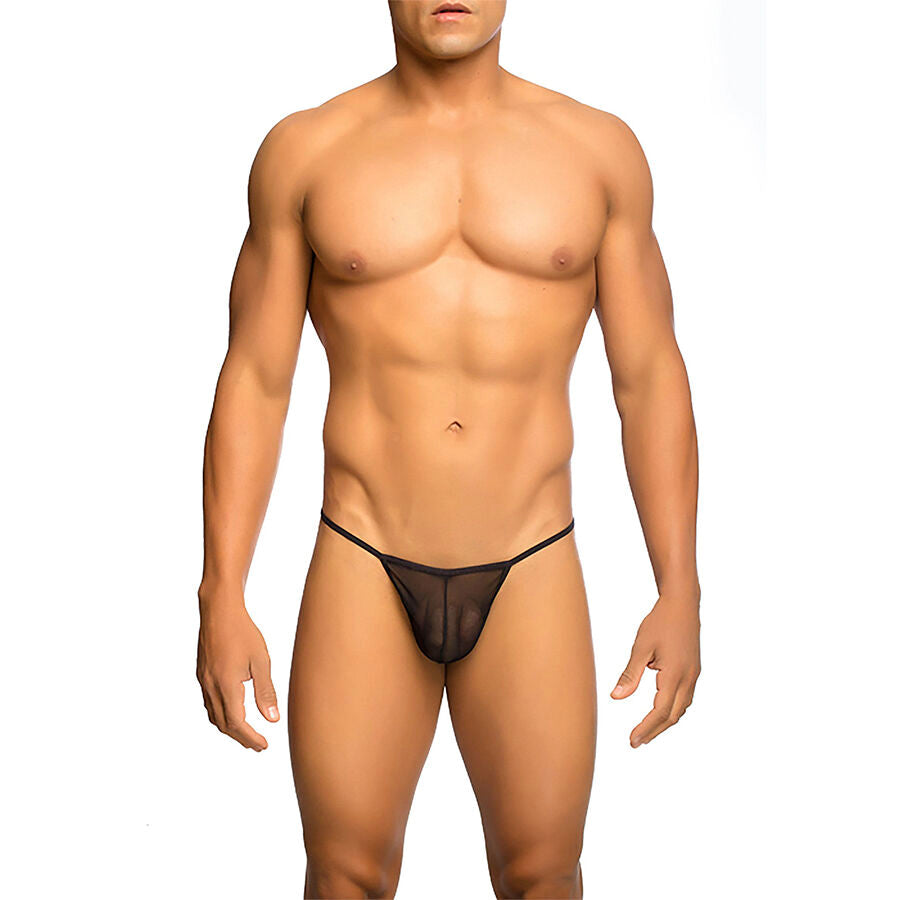 MOB - TRANSPARENT T-SHAPED THONG BLACK SIZE L/XL - NOCTURNA DESIRES
