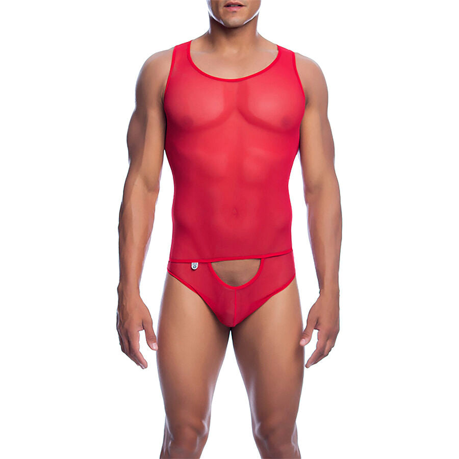 MOB - RED TRANSPARENT BODYSHEER SIZE L/XL - NOCTURNA DESIRES