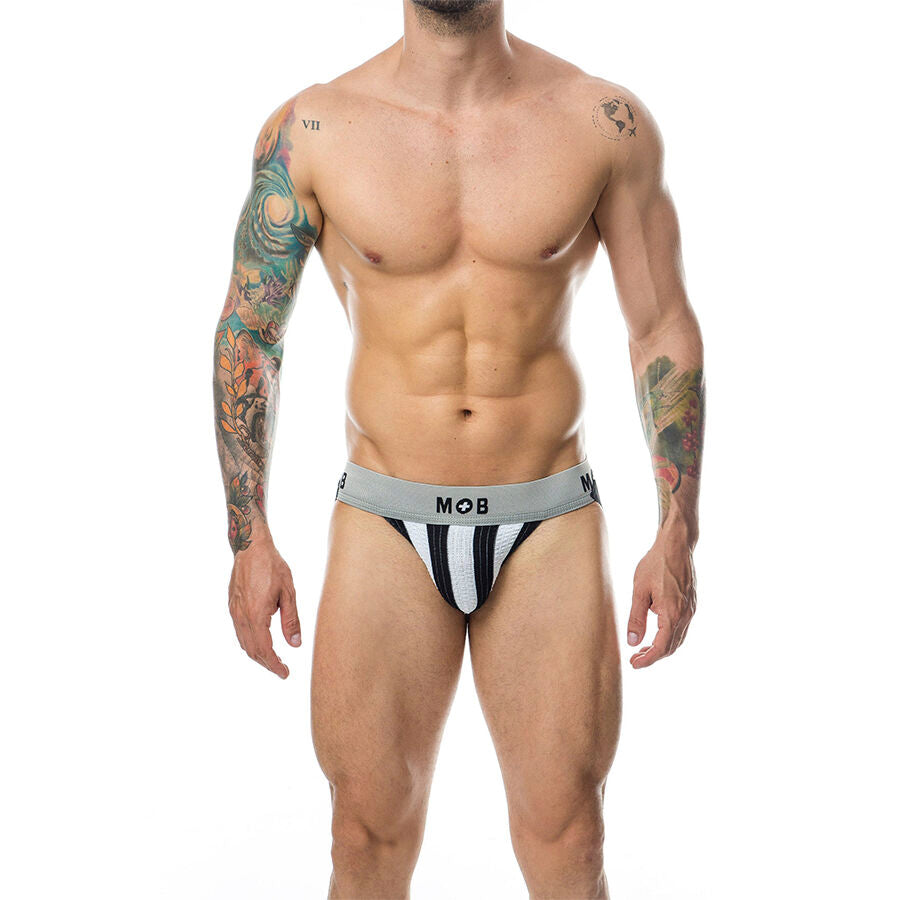 MOB - CLASSIC STRIPE WHITE JOCK SIZE S - NOCTURNA DESIRES