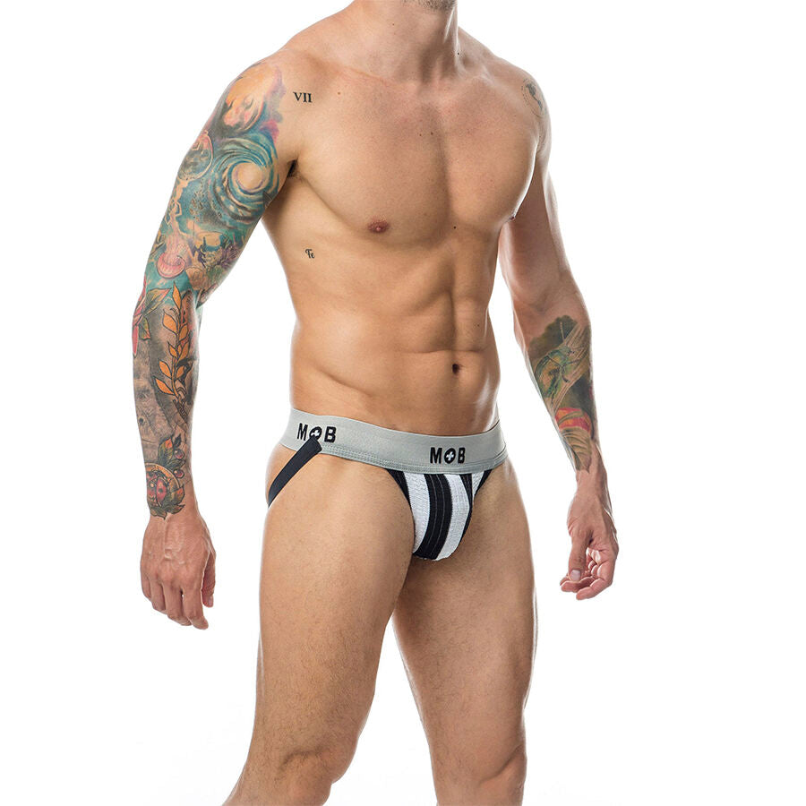 MOB - CLASSIC STRIPE WHITE JOCK SIZE XXL - NOCTURNA DESIRES