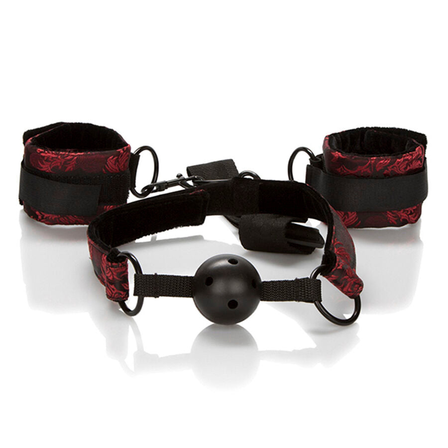 CALEXOTICS - SCANDAL BREATHABLE BALL GAG WITH HANDCUFFS - NOCTURNA DESIRES