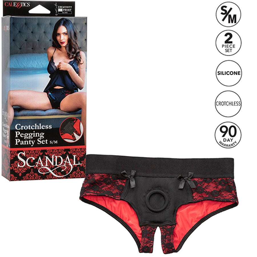 CALEXOTICS - SCANDAL SET OF CROTCHLESS PANTIES WITH DILDO SIZE S/M - NOCTURNA DESIRES