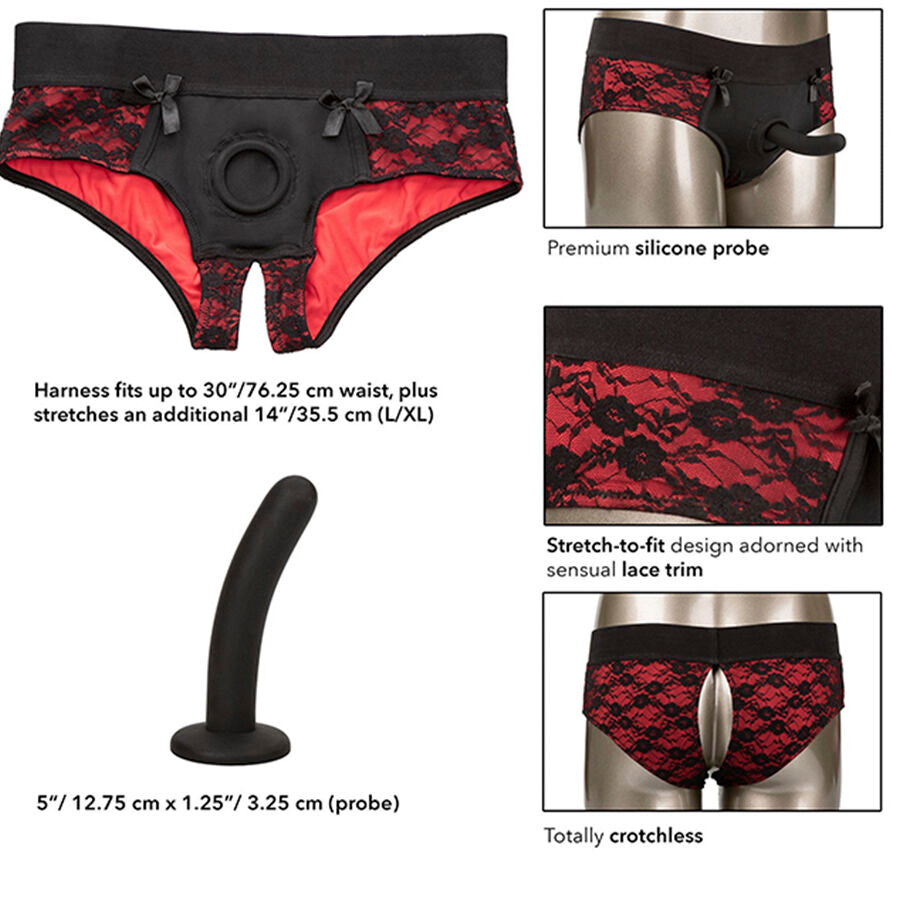 CALEXOTICS - SCANDAL SET OF CROTCHLESS PANTIES WITH DILDO SIZE L/XL - NOCTURNA DESIRES