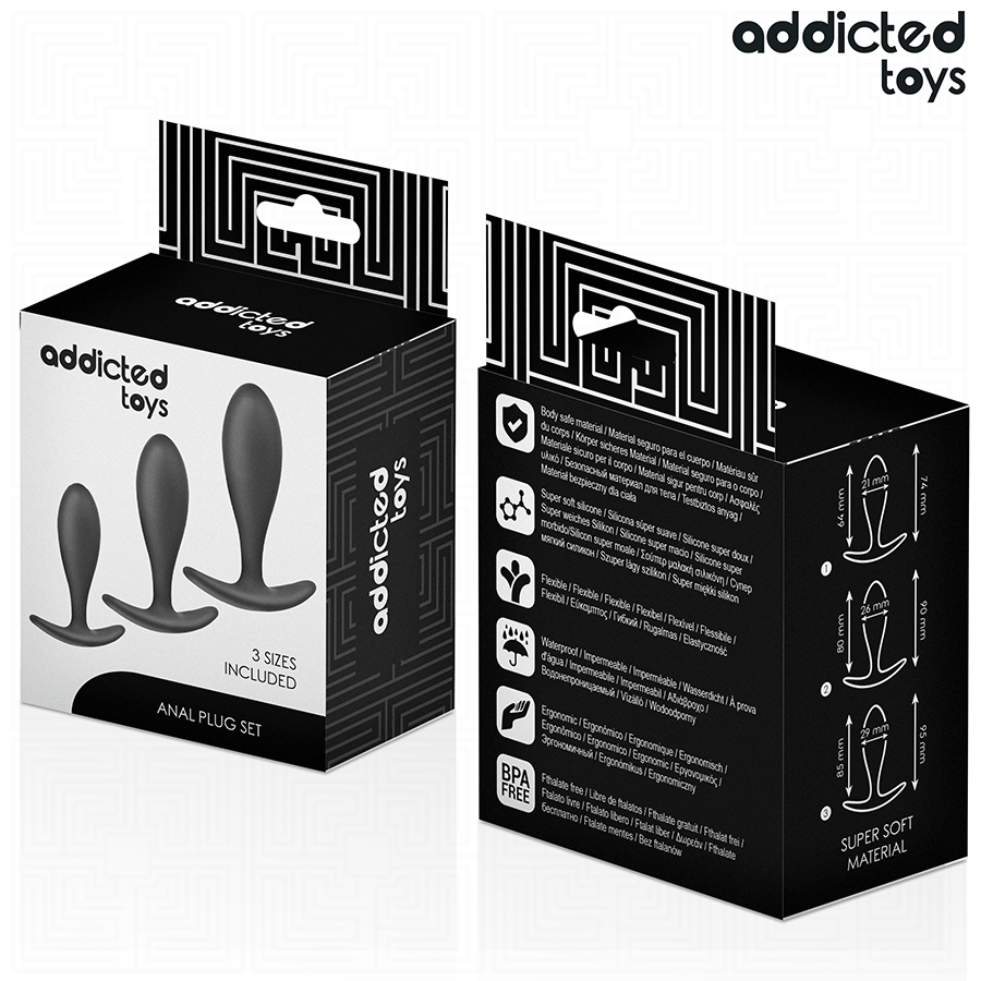 ADDICTED TOYS - SET OF 3 ANAL PLUG SILICONE MODEL 2 - NOCTURNA DESIRES