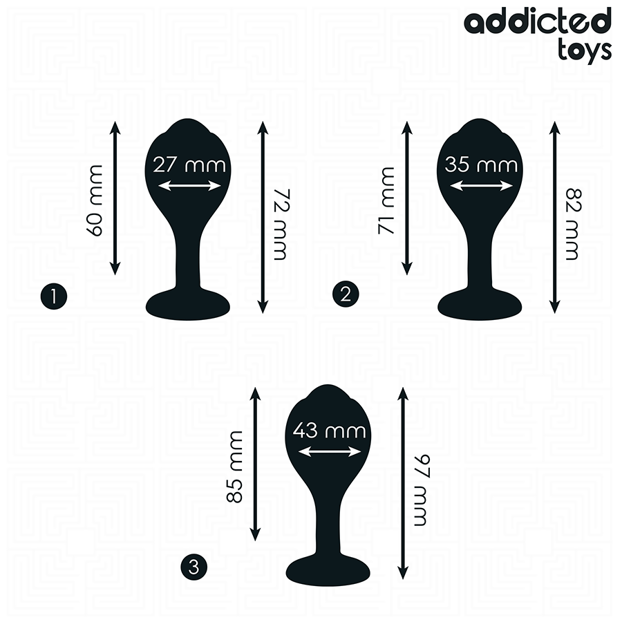 ADDICTED TOYS - SET OF 3 ANAL PLUG SILICONE WITH JEWEL - NOCTURNA DESIRES