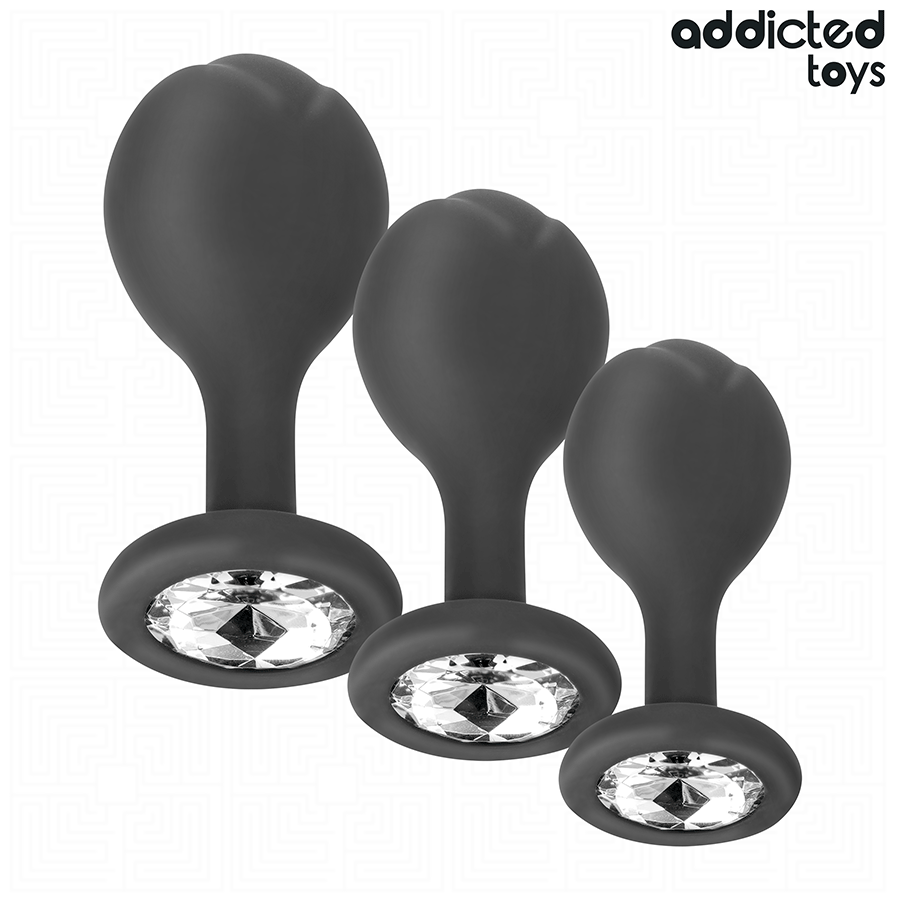 ADDICTED TOYS - SET OF 3 ANAL PLUG SILICONE WITH JEWEL - NOCTURNA DESIRES