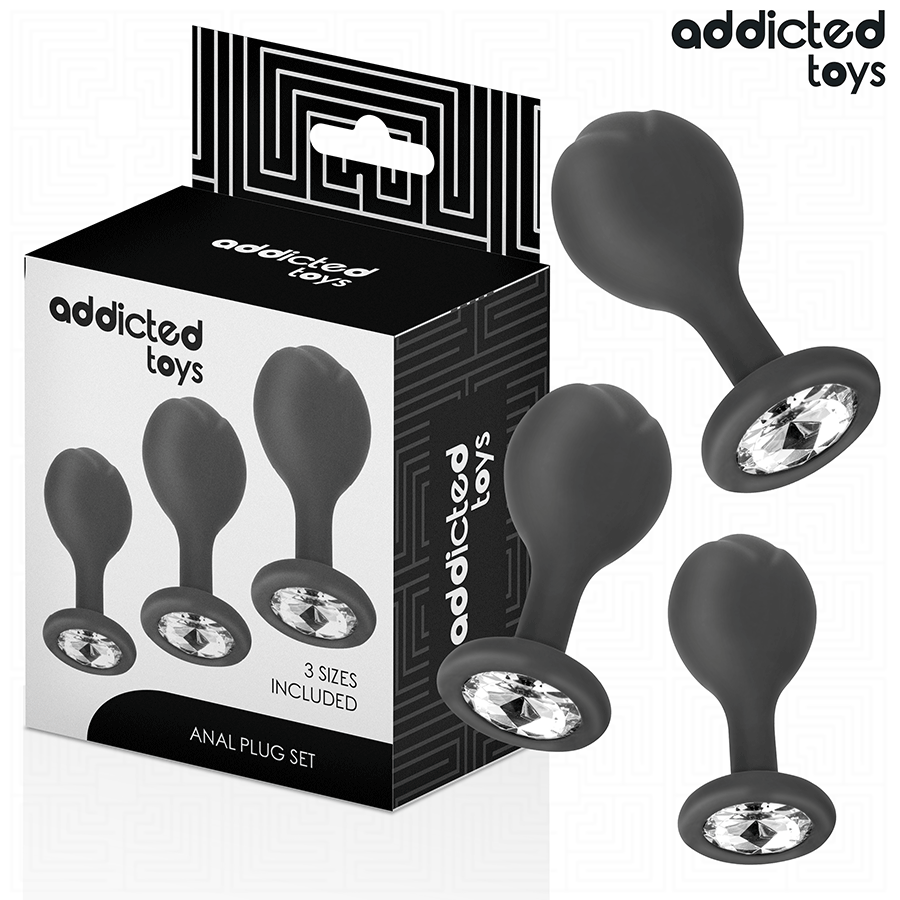 ADDICTED TOYS - SET OF 3 ANAL PLUG SILICONE WITH JEWEL - NOCTURNA DESIRES