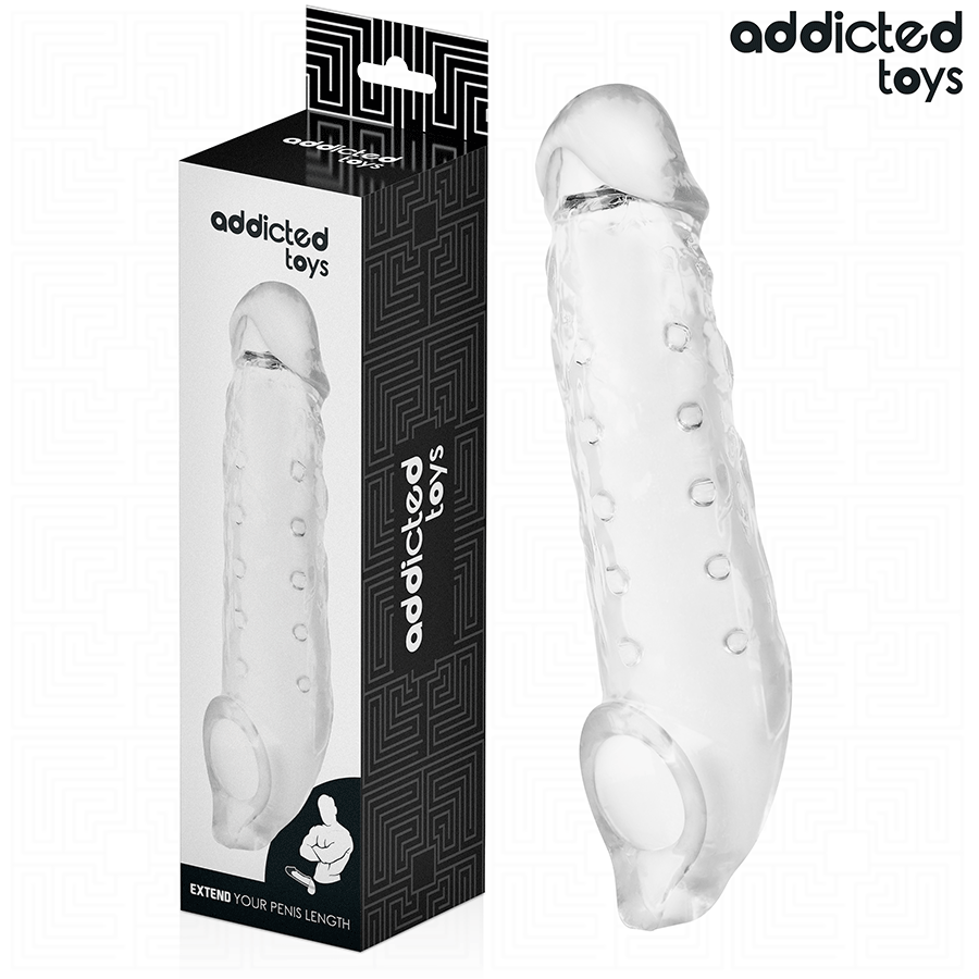 ADDICTED TOYS - TRANSPARENT PENIS SHEATH SIZE M 27 CM - NOCTURNA DESIRES