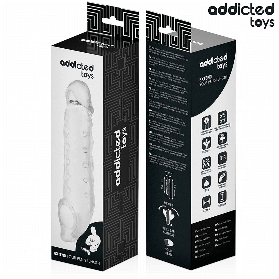 ADDICTED TOYS - TRANSPARENT PENIS SHEATH SIZE M 27 CM - NOCTURNA DESIRES