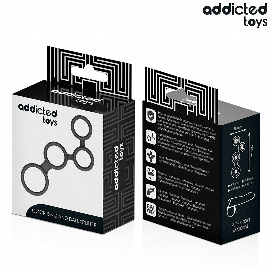 ADDICTED TOYS - PENIS RING WITH DIVIDERS FOR TESTICLES - NOCTURNA DESIRES