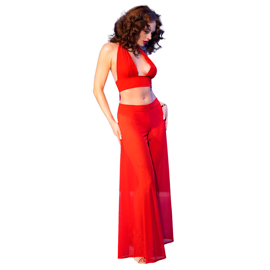 CHILIROSE - CR 4857 RED TOP AND PANTS SET SIZE S - NOCTURNA DESIRES