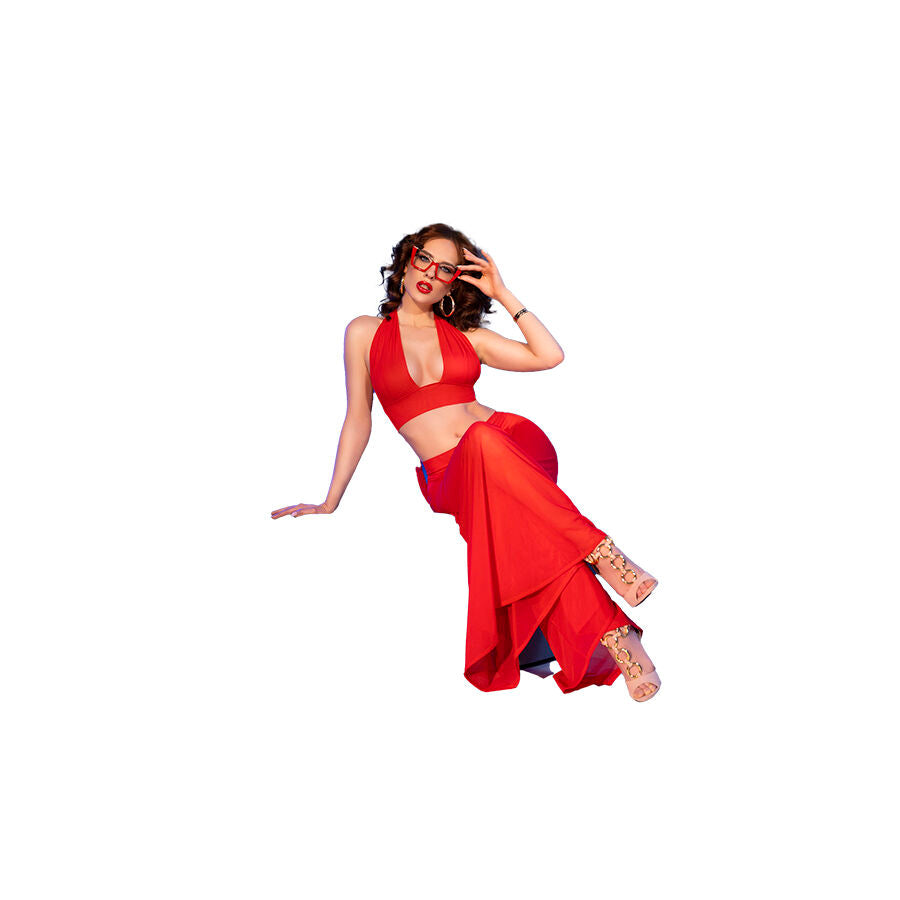 CHILIROSE - CR 4857 RED TOP AND PANTS SET SIZE M - NOCTURNA DESIRES