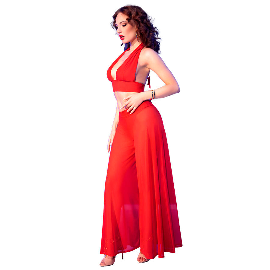 CHILIROSE - CR 4857 RED TOP AND PANTS SET SIZE L - NOCTURNA DESIRES