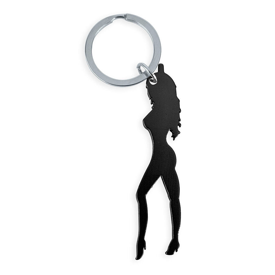 DIABLO PICANTE - KEYRING WITH FEMALE SILHOUETTE IN BLACK COLOR WITH BEER OPENER - NOCTURNA DESIRES
