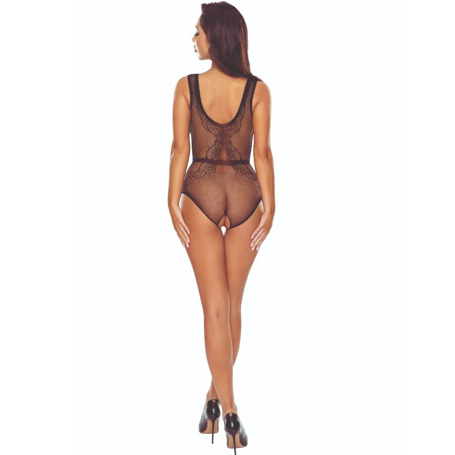 PASSION - BS115 BLACK GRID BODYSTOCKING - NOCTURNA DESIRES