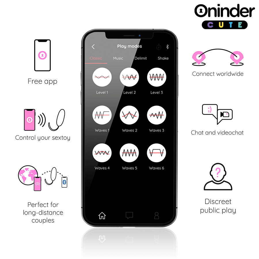 ONINDER CUTE - LOVE PLEASURE 360° VIBRATING-ROTATING SILICONE EGG - FREE GLOBAL APP - NOCTURNA DESIRES