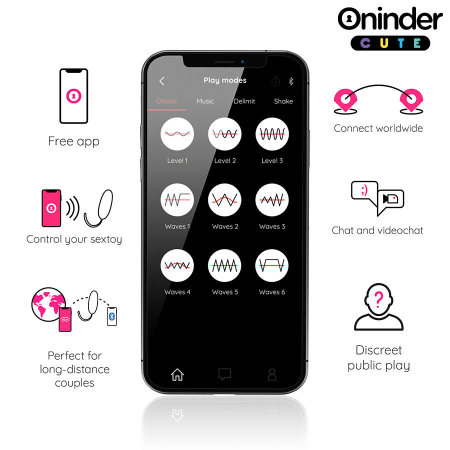 ONINDER CUTE - LOVE PLEASURE VIBRO-WAVE TAPPING SILICONE EGG - FREE GLOBAL APP - NOCTURNA DESIRES