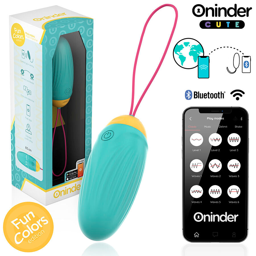 ONINDER CUTE - LOVE PLEASURE VIBRATING EGG - ROTATING SILICONE GEMS - FREE GLOBAL APP - NOCTURNA DESIRES