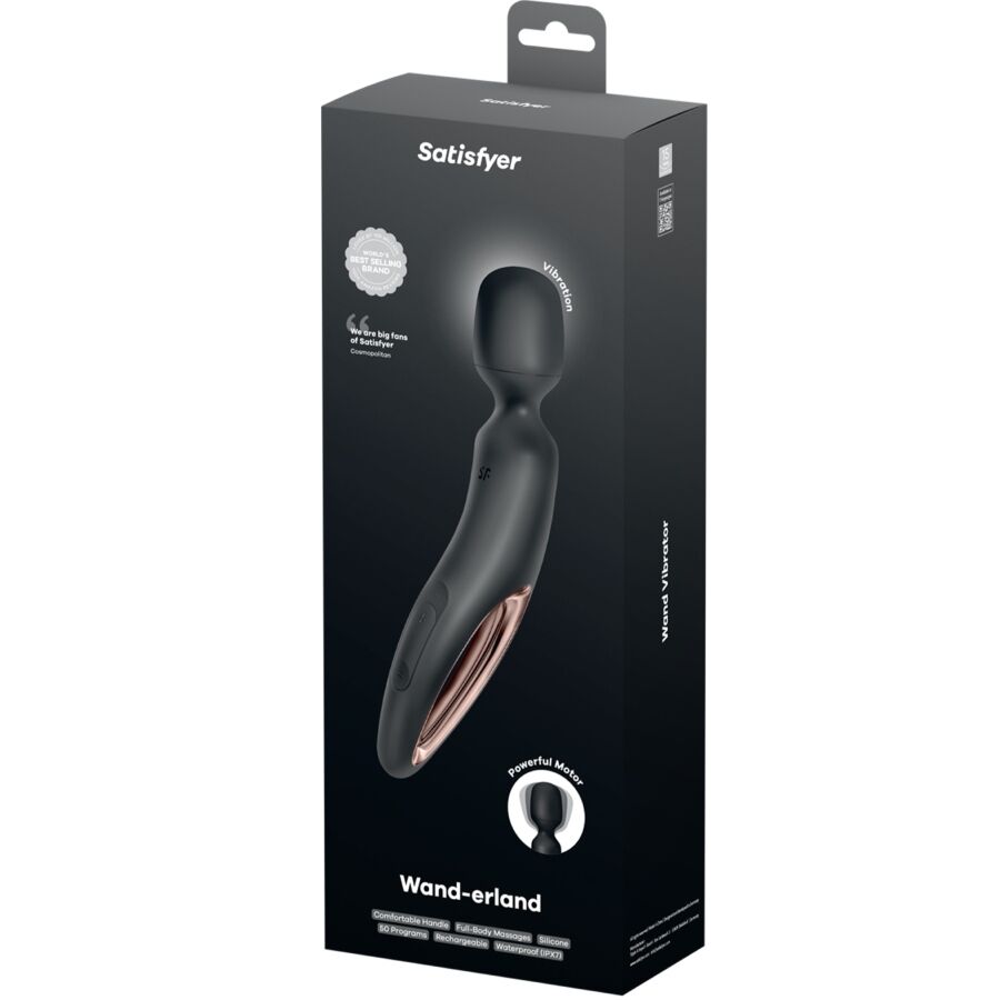 SATISFYER - WAND ERLAND VIBRATING MASSAGER BLACK - NOCTURNA DESIRES