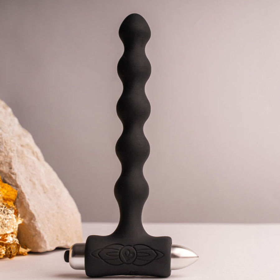 ROCKS- OFF - PETITE SENSATIONS PEARLS ANAL PLUG VIBRATOR BLACK - NOCTURNA DESIRES