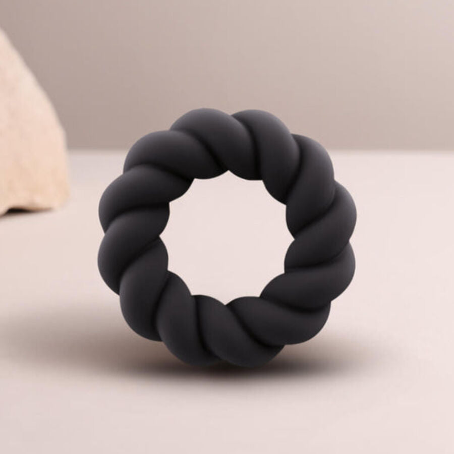 ROCKS-OFF - TWIST BLACK SILICONE MASTURBATOR RING - NOCTURNA DESIRES