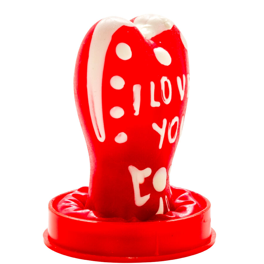 CONDOMERIE - HANDPAINTED NOVELTY CONDOMS HEART - I LOVE YOU MODEL 1 - NOCTURNA DESIRES