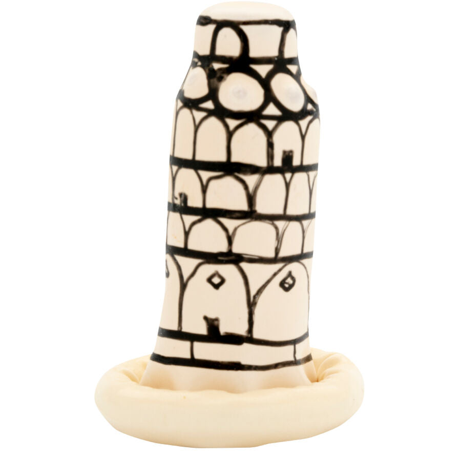 CONDOMERIE - HANDPAINTED NOVELTY CONDOMS PISA TOWER - NOCTURNA DESIRES