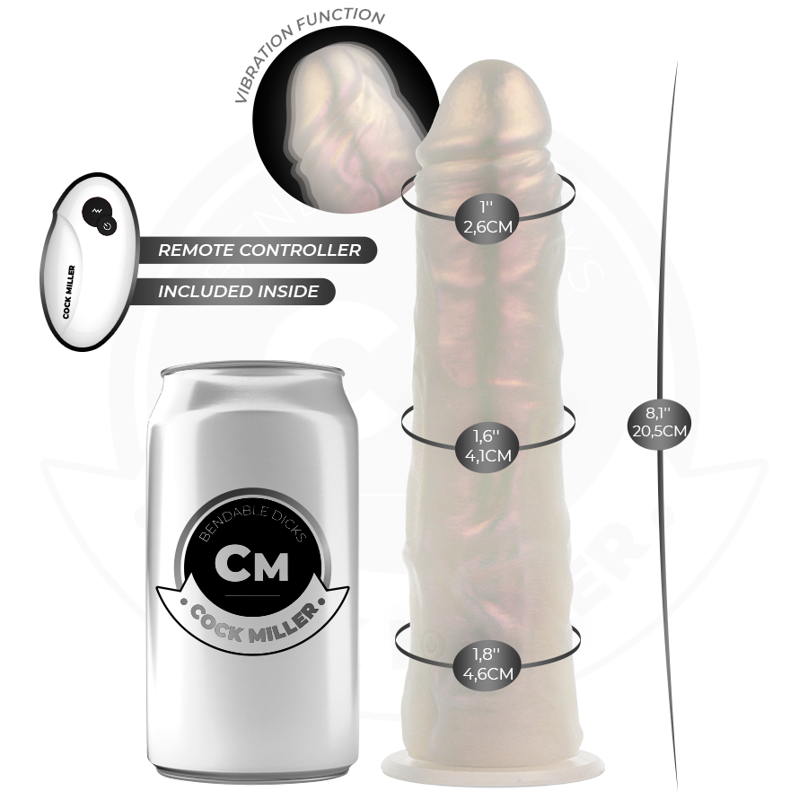 COCK MILLER - DILDO WITH SUCTION CUP, LIGHTS AND VIBRATION WITH REMOTE CONTROL WHITE 20.5 CM - NOCTURNA DESIRES
