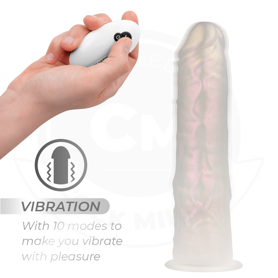 COCK MILLER - DILDO WITH SUCTION CUP, LIGHTS AND VIBRATION WITH REMOTE CONTROL WHITE 20.5 CM - NOCTURNA DESIRES