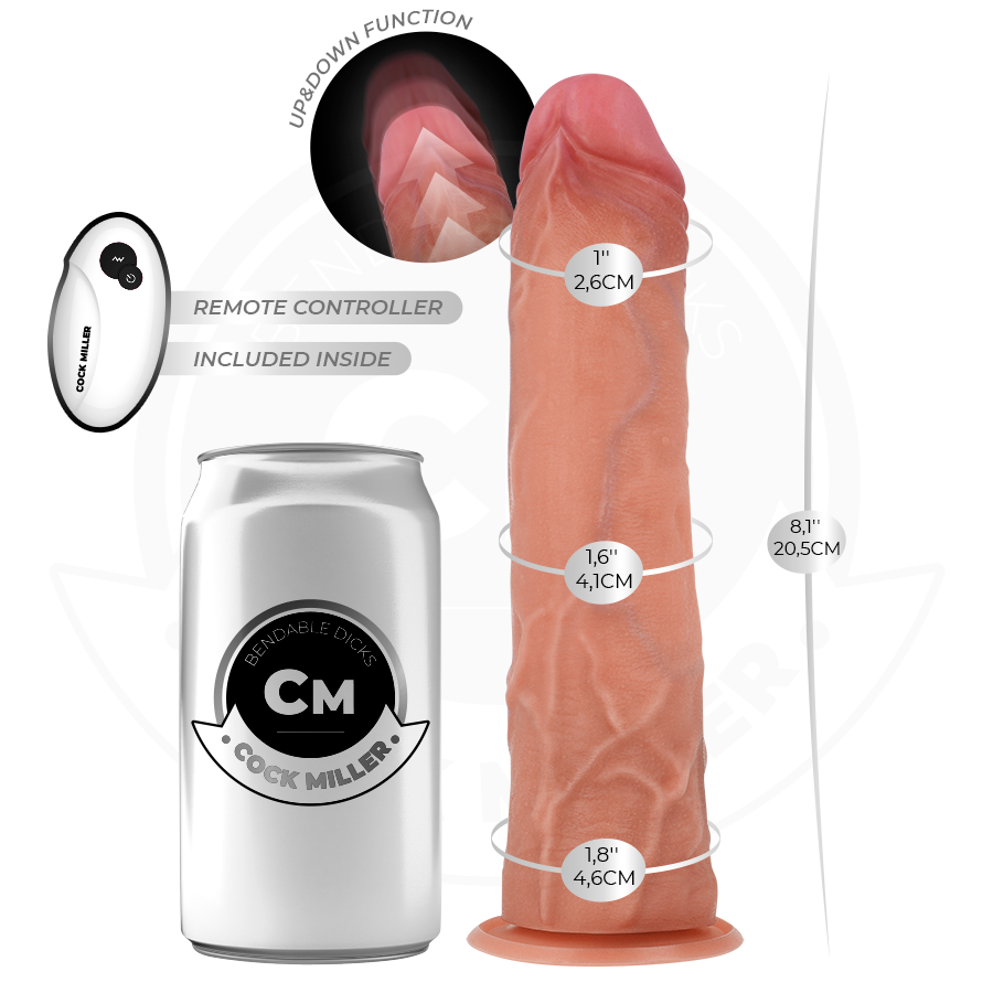 COCK MILLER - HYPER-REALISTIC DILDO WITH SUCTION CUP AND THRUSTING WITH REMOTE CONTROL 20.5 CM - NOCTURNA DESIRES