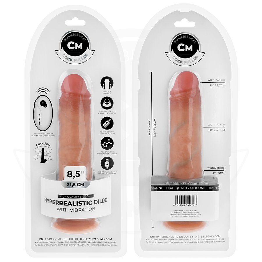 COCK MILLER - REALISTIC DILDO WITH SUCTION CUP AND VIBRATION WITH REMOTE CONTROL 21.5 CM - NOCTURNA DESIRES