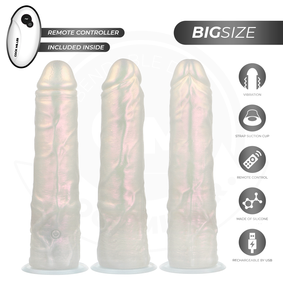COCK MILLER - DILDO WITH SUCTION CUP, LIGHTS AND VIBRATION WITH REMOTE CONTROL WHITE 21.5 CM - NOCTURNA DESIRES