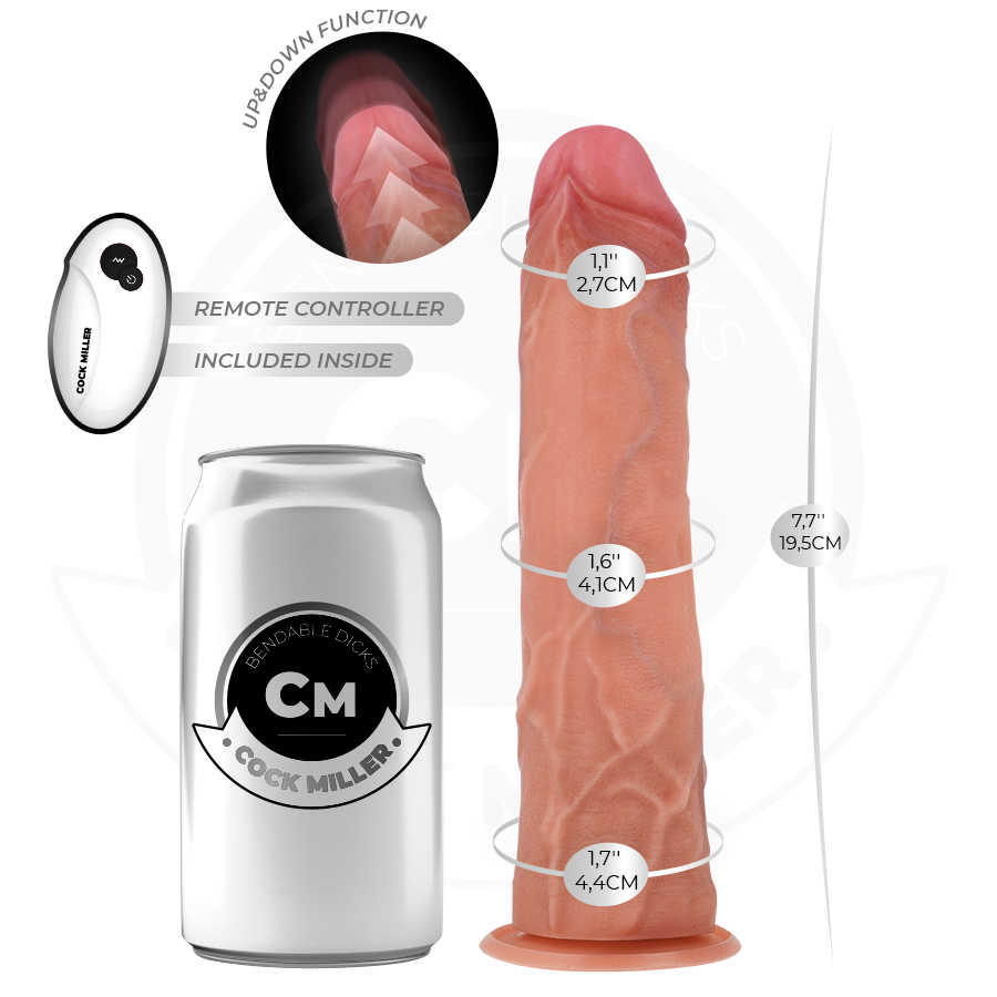 COCK MILLER - HYPER-REALISTIC DILDO WITH SUCTION CUP AND THRUSTING WITH REMOTE CONTROL 19.5 CM - NOCTURNA DESIRES