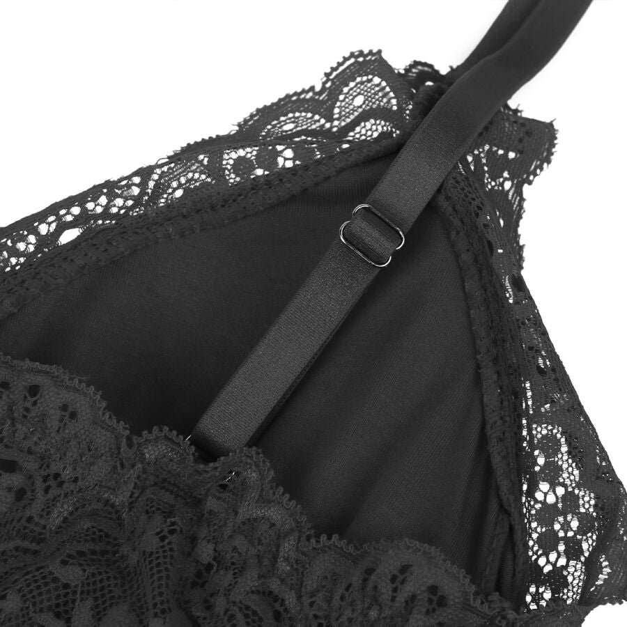 SUBBLIME - BLACK FLORAL LACE DETAIL TEDDY S/M - NOCTURNA DESIRES