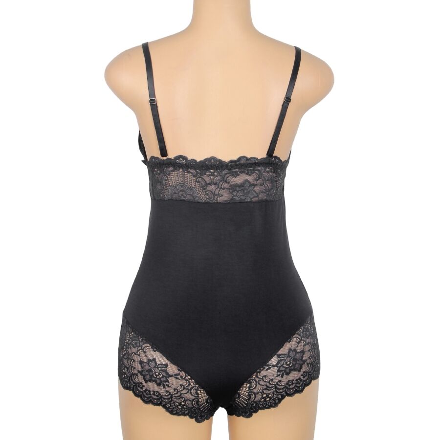 SUBBLIME - BLACK FLORAL LACE DETAIL TEDDY L/XL - NOCTURNA DESIRES