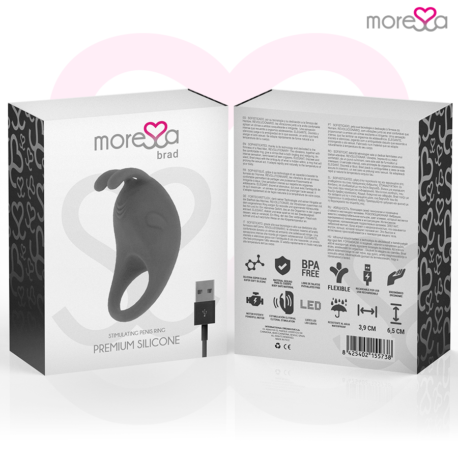 MORESSA - BRAD PREMIUM SILICONE RECHARGEABLE BLACK - NOCTURNA DESIRES