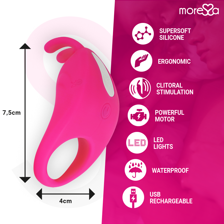 MORESSA - BRAD PREMIUM SILICONE RECHARGEABLE PINK - NOCTURNA DESIRES